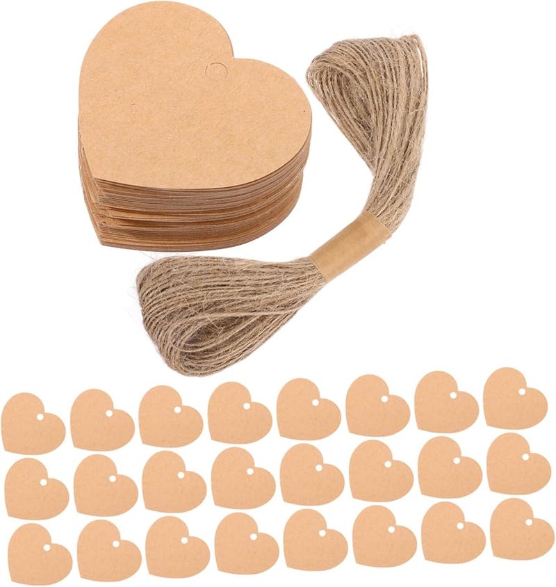 5 Kraft Heart Shaped Tags With String For Valentine Crafts And Party Favors - Image 2